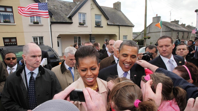 The Obamas visited Moneygall during their visit to Ireland in May 2011 The Obamas visited Moneygall during their visit to Ireland in May 2011