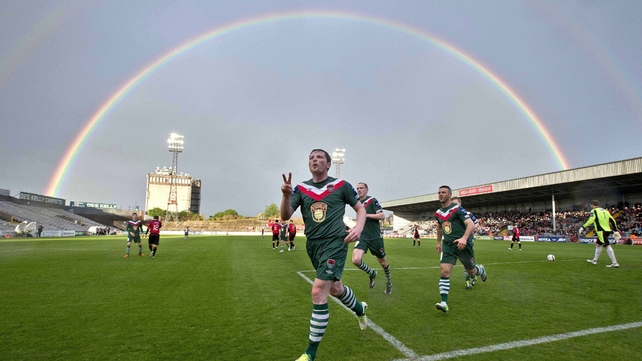 Cork City's Denis Behan celebrates his goal from the penalty spot