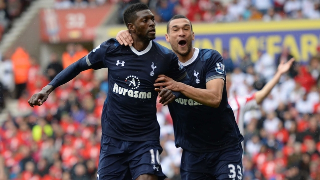 Emmanuel Adebayor scored another crucial goal for Spurs as they bid for Champions League football