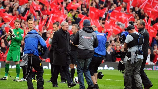 Alex Ferguson took charge of his last game at Old Trafford, United beat Swansea 2-1