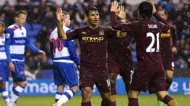 Sergio Aguero celebrates his opener