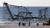 Superstorm Sandy roller coaster being demolished Superstorm Sandy roller coaster being demolished