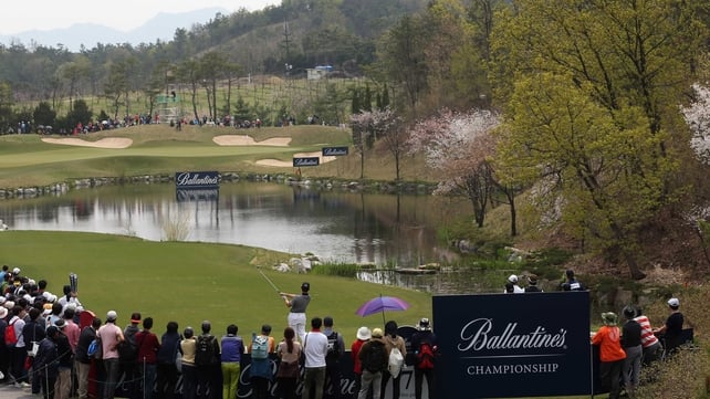 Louis Oosthuizen in action during the final round of the Ballantine's Championship in South Korea