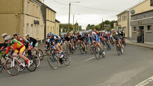 The peloton passes through Athleague, Co Roscommon, on the way to the stage finish in Nenagh