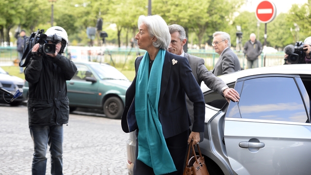 Christine Lagarde smiled at reporters as she arrived, saying: 'It's a pleasure to see you' Christine Lagarde smiled at reporters as she arrived, saying: 'It's a pleasure to see you'