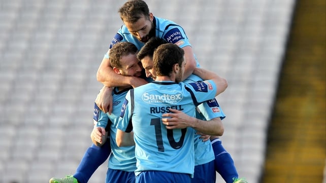 St Pat's celebrate Killian Brennan's goal