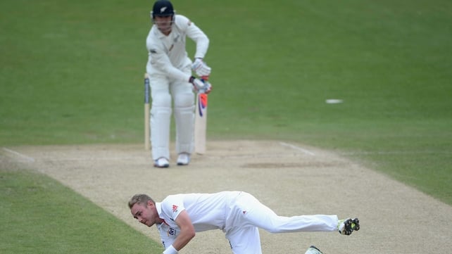 Stuart Broad of England catches out New Zealand captain Brendon McCullum
