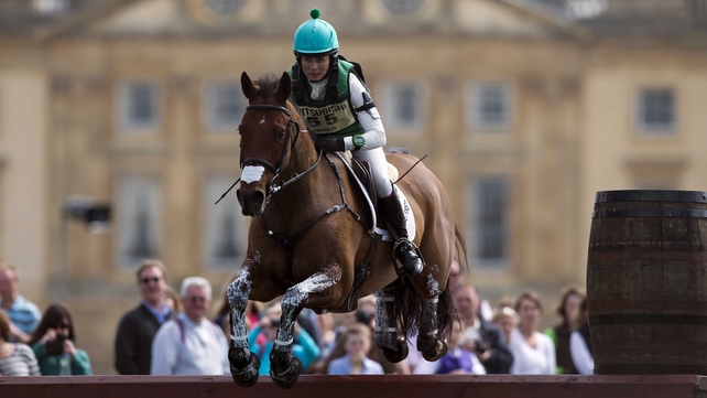 Sarah Ennis, seen here in action at Badminton, is up to fifth after the cross-country at Tattersalls