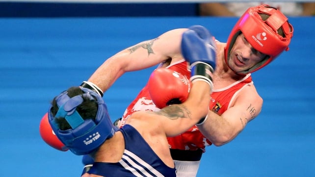 Ireland's John Joe Nevin (r) in action against Selcuk Exer of Turkey