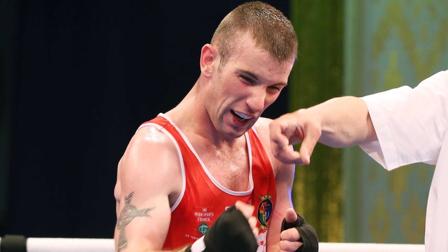 John Joe Nevin shows his delight after beating Hungary's Krisztian Nagy