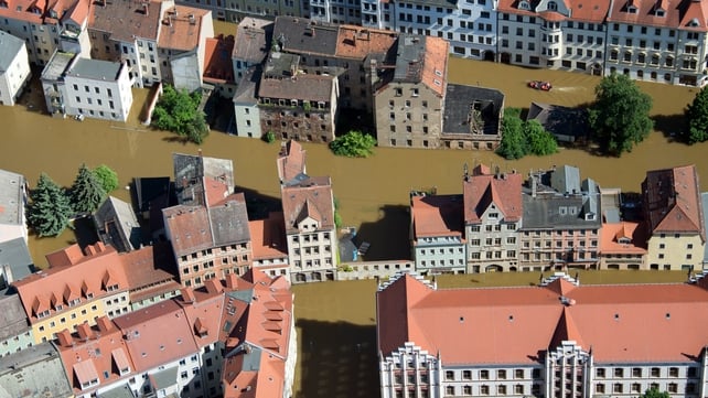Aerial view shows the flooded city of Meissen in eastern Germany Aerial view shows the flooded city of Meissen in eastern Germany