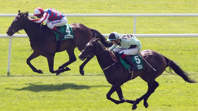 Midnight Soprano (near side) in action at the Curragh