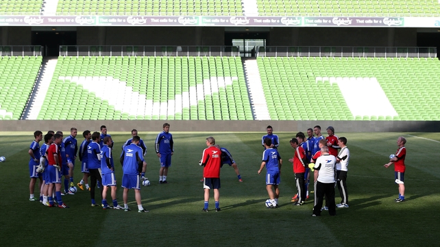 Lars Olsen putting his players through their paces at the Lansdowne Road venue