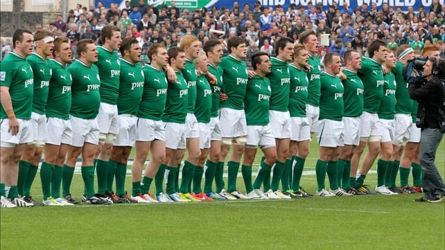 The team line out before the game