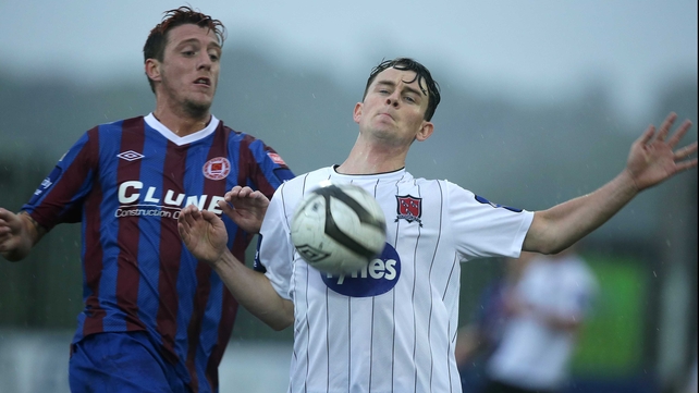Dundalk's John Dillon with Shane McFaul of Pat's