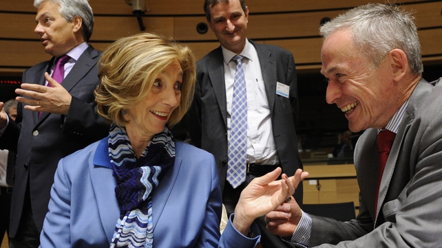 Minister for Jobs, Enterprise & Innovation Richard Bruton talks with French minister for Trade Nicole Bricq Minister for Jobs, Enterprise & Innovation Richard Bruton talks with French minister for Trade Nicole Bricq