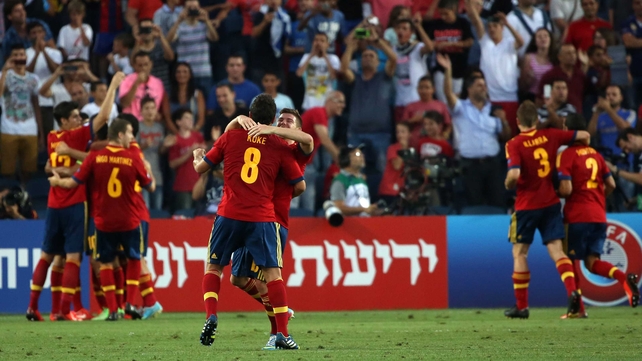 Spain players celebrate yet more European success