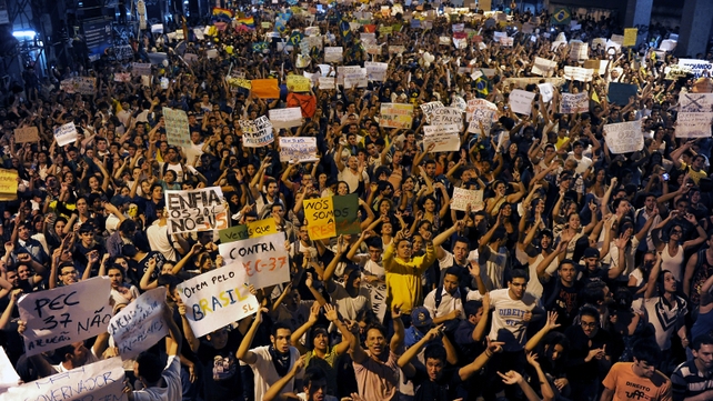 Yesterday's marches in Rio de Janeiro followed overnight demonstrations in the city that led to looting and vandalism Yesterday's marches in Rio de Janeiro followed overnight demonstrations in the city that led to looting and vandalism