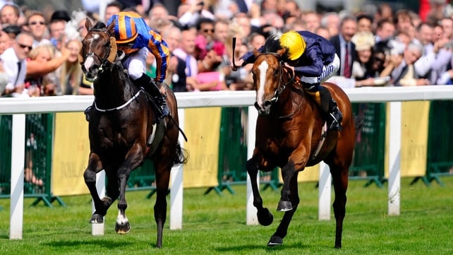 Hillstar (R) moves ahead of Battle of Marengo to win the King Edward VII Stakes