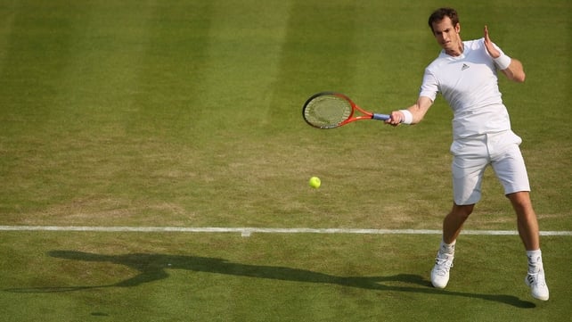 Andy Murray plays a forehand on Court One