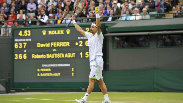 David Ferrer celebrates his unconvincing win on Court One