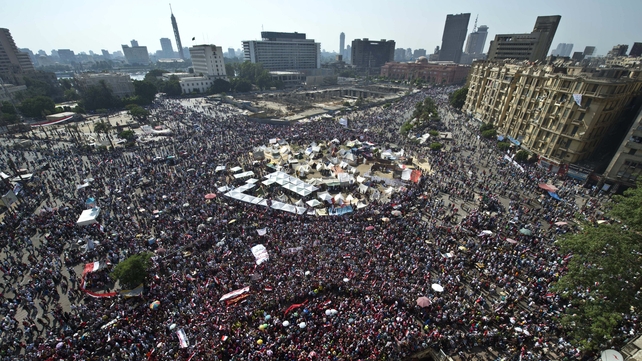 Huge numbers of people gathered around Tahrir Square Huge numbers of people gathered around Tahrir Square