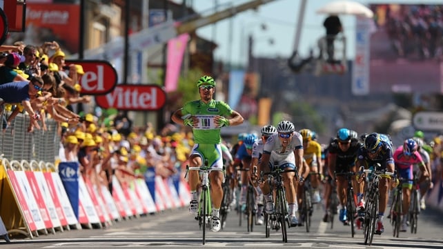 Peter Sagan crosses the finish line in Albi