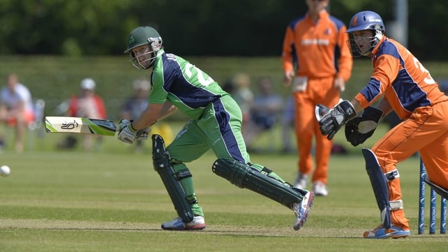 Ed Joyce en route to an unbeaten 96 as Ireland reached 268 for five in their quest to reach the World Cup