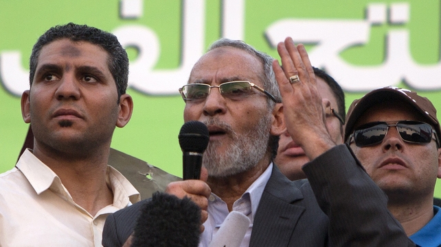 Mohamed Badie (C) had been in hiding since the crackdown against pro-Mursi supporters Mohamed Badie (C) had been in hiding since the crackdown against pro-Mursi supporters