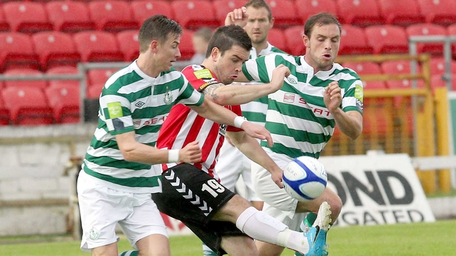 Action from last season's game at Tallaght between Shamrock Rovers and Derry City