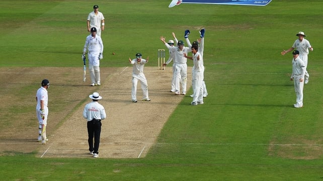 Unsuccessful appeals from Australia for the wicket of Stuart Broad