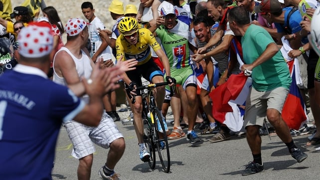 Chris Froome with the yellow jersey in France