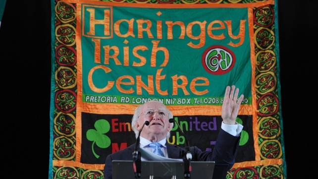 President Higgins met the manager and captain of the London Gaelic football team President Higgins met the manager and captain of the London Gaelic football team