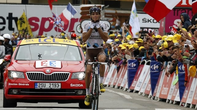 Christophe Riblon overtook Tejay van Garderen in the final kilometres to win the stage