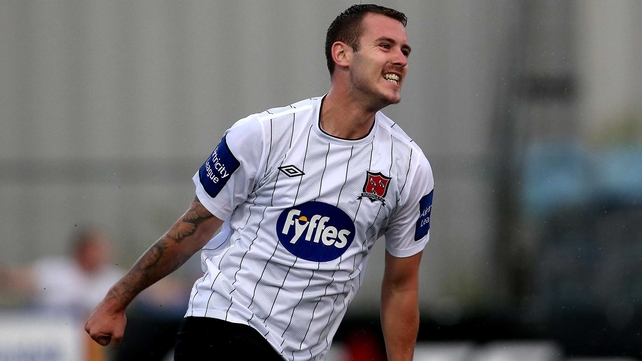 Dundalk's Kurtis Byrne celebrates what turned out to be the winning goal