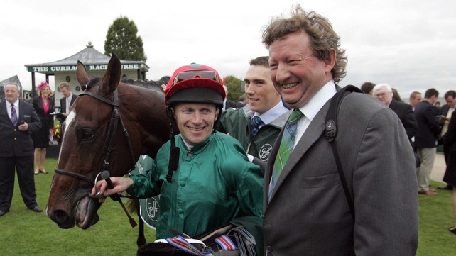 Joe Fanning (left) rode the Mark Johnston (right) trained Galician to victory in the Betfair-sponsored International at Ascot