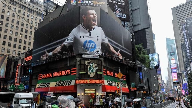 A billboard showing Gareth Bale in Times Square as a link with Real Madrid persists