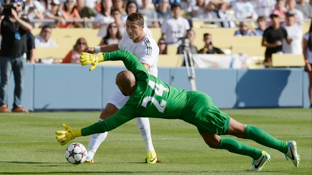 Cristiano Ronaldo scores in a recent friendly against Everton