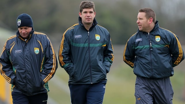 (L to R) Mikey Sheehy with manager Eamonn Fitzmaurice and trainer Cian O'Neill