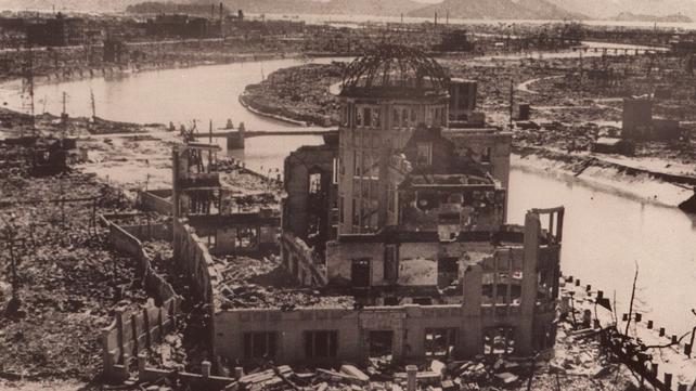 An archive image from 1945 of the building that was to become known as the Atomic Bomb Dome