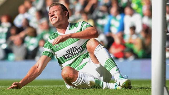 Derk Boerrigter after injuring himself on his Celtic debut