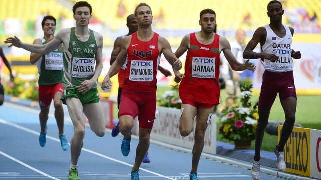 Mark English finishing fourth in his heat at the World Championships