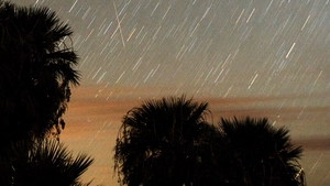 A Perseid meteor, which is visible every August, streaks across the sky in Nevada A Perseid meteor, which is visible every August, streaks across the sky in Nevada