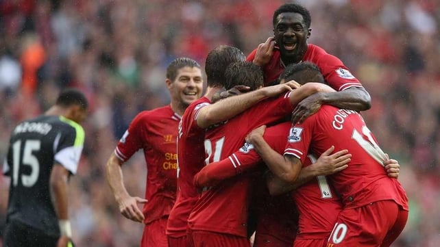 Liverpool celebrate a winning start to their league season