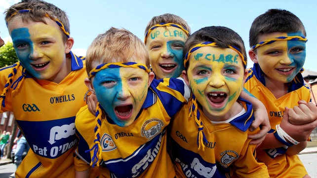 Young Clare fans outside Croke Park