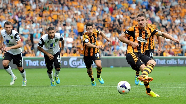 Ireland international Robbie Brady of Hull City scored a first-half penalty for the Tigers