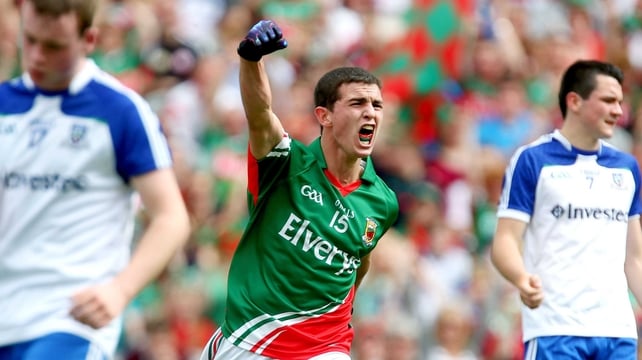 Tommy Conroy celebrates the third Mayo goal