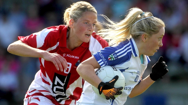 Ciara McAnespie (r) was one of Monaghan's stars in the convincing win over Laois