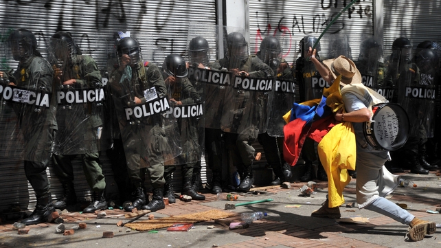 Farmers have protested in Bogota over policies they say have impoverished them Farmers have protested in Bogota over policies they say have impoverished them