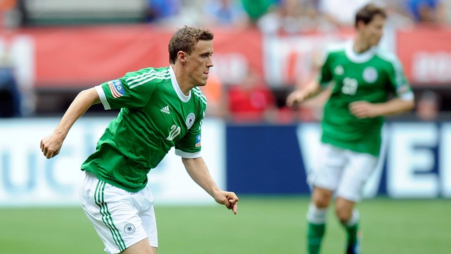 Max Kruse (l) has scored one goal in two appearances for Germany